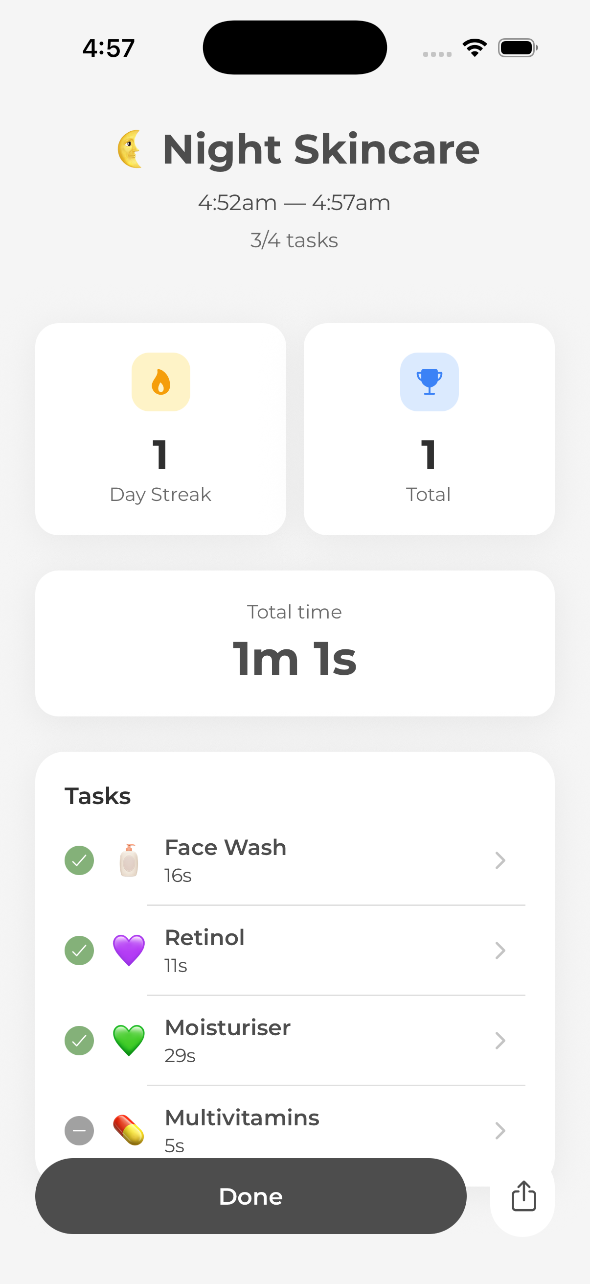 Track your progress and streaks